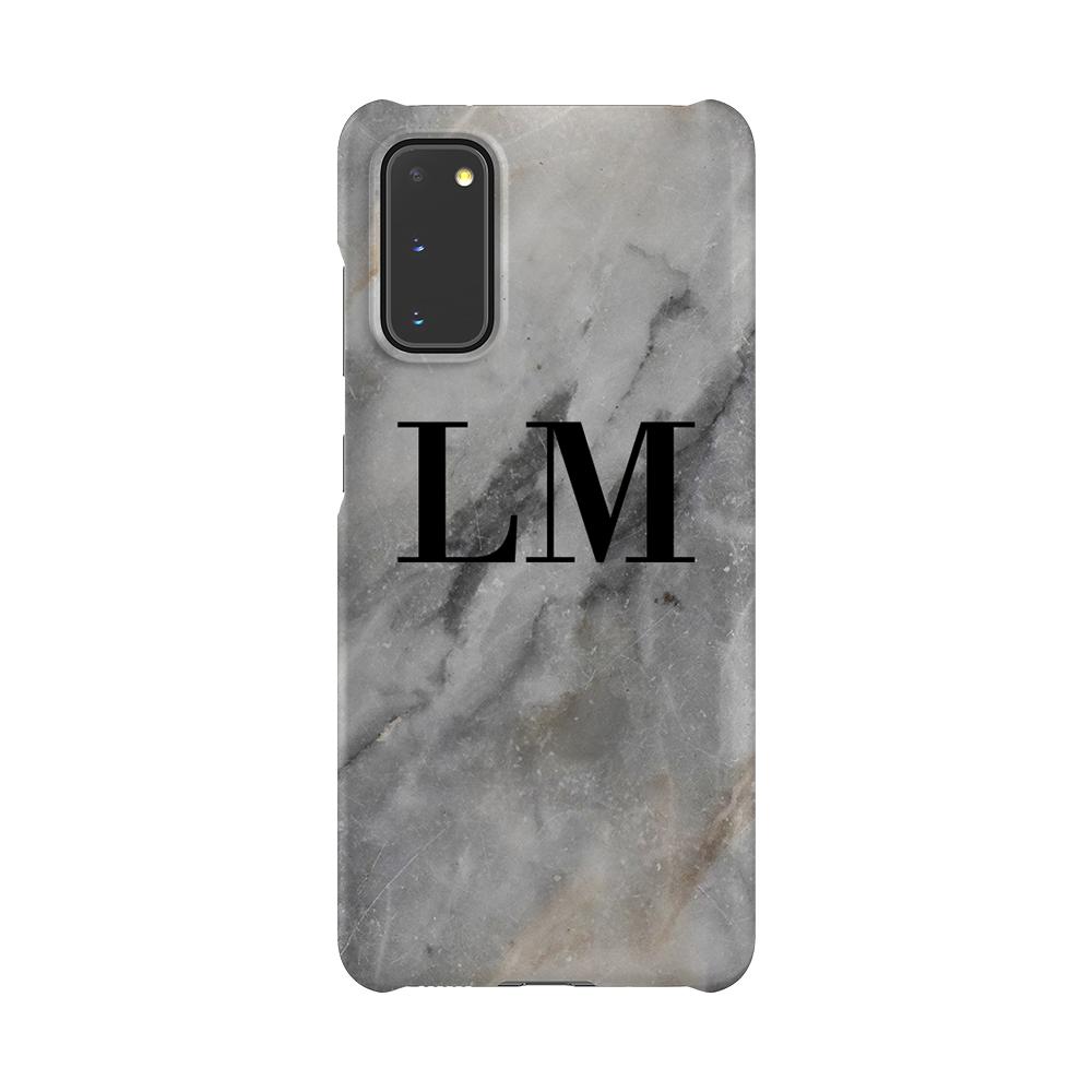 Personalised Grey Stone Marble Initials Samsung Galaxy S20 Case