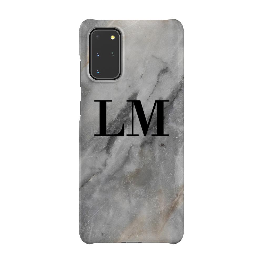 Personalised Grey Stone Marble Initials Samsung Galaxy S20 Plus Case