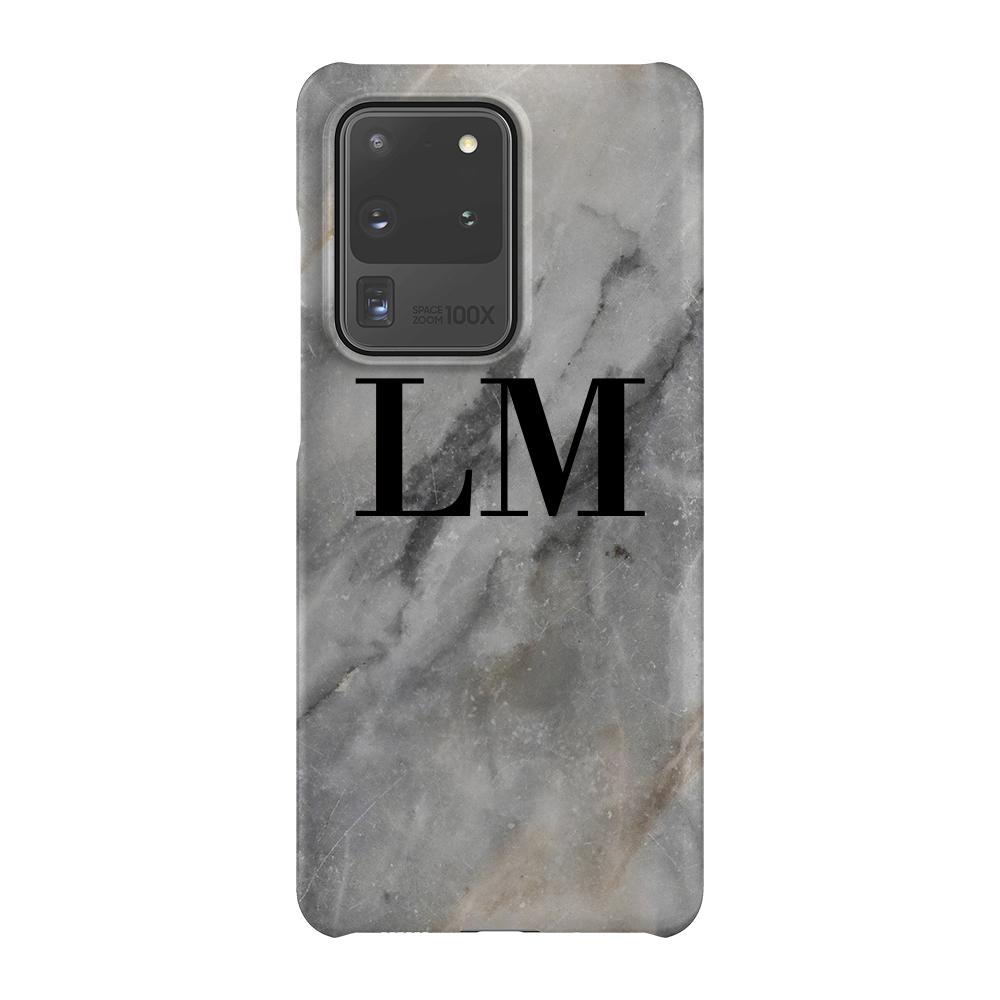Personalised Grey Stone Marble Initials Samsung Galaxy S20 Ultra Case