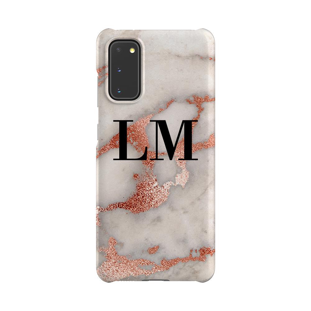 Personalised Grey x Rose Gold Marble Initials Samsung Galaxy S20 Case