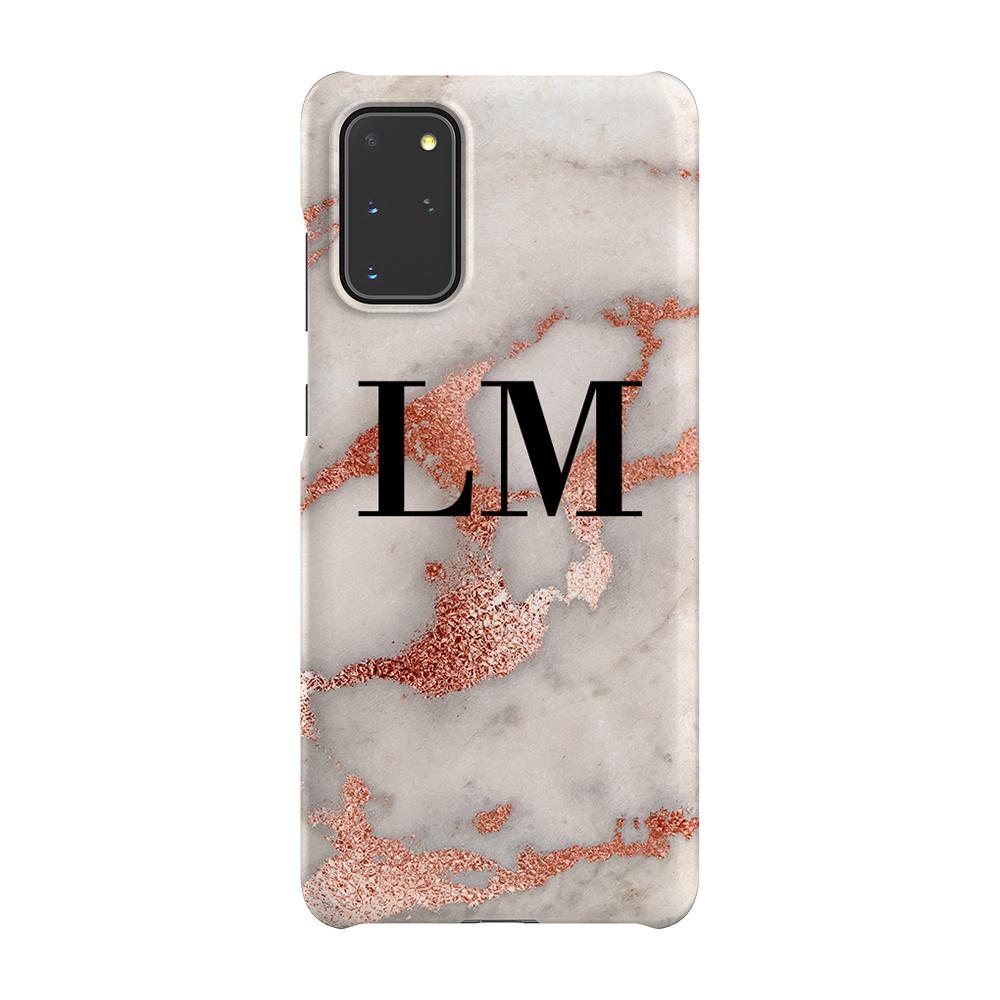 Personalised Grey x Rose Gold Marble Initials Samsung Galaxy S20 Plus Case