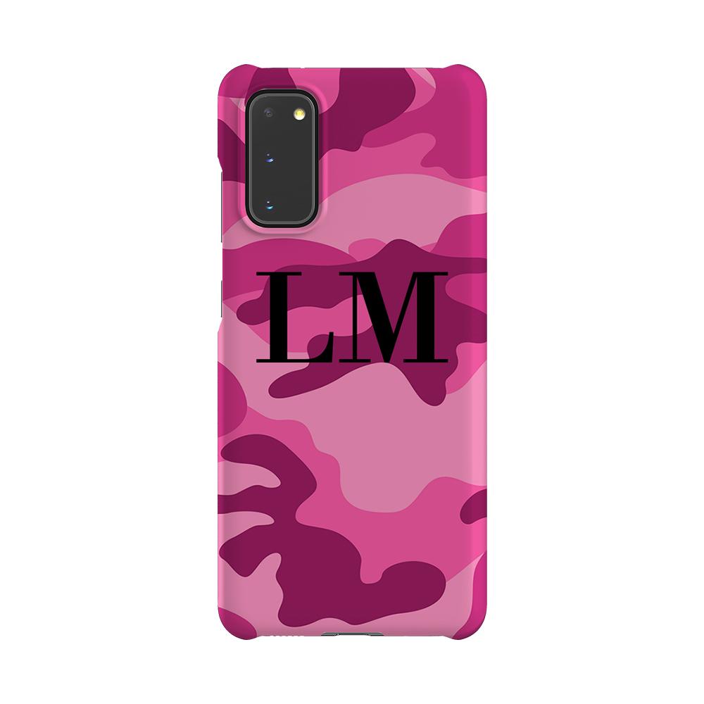 Personalised Hot Pink Camouflage Initials Samsung Galaxy S20 Case