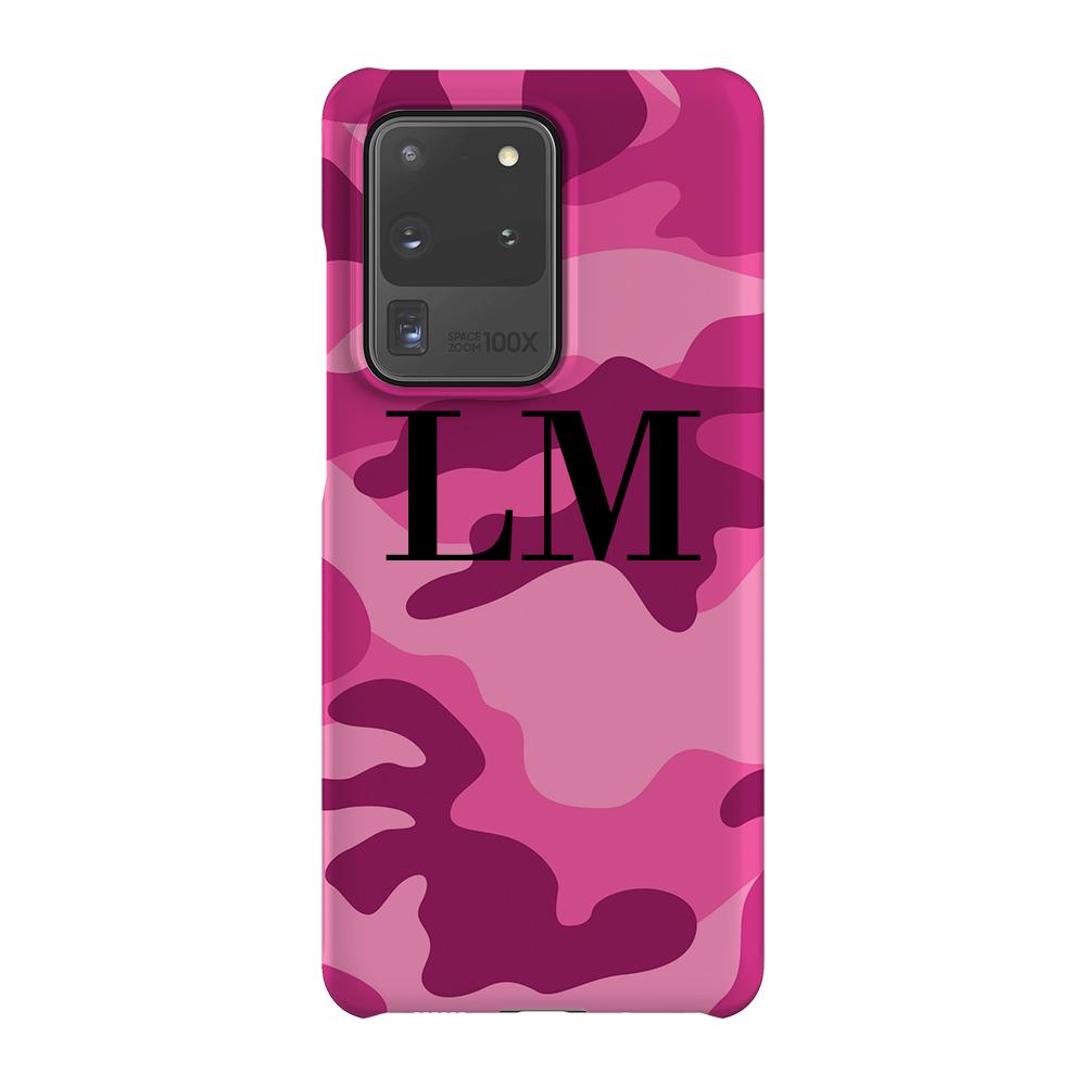 Personalised Hot Pink Camouflage Initials Samsung Galaxy S20 Ultra Case