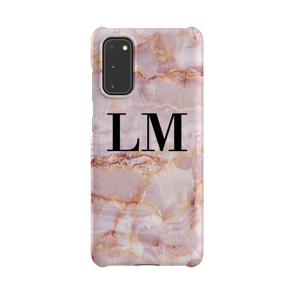 Personalised Natural Pink Marble Initials Samsung Galaxy S20 Case