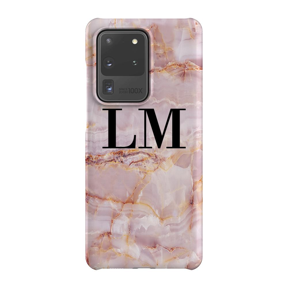 Personalised Natural Pink Marble Initials Samsung Galaxy S20 Ultra Case
