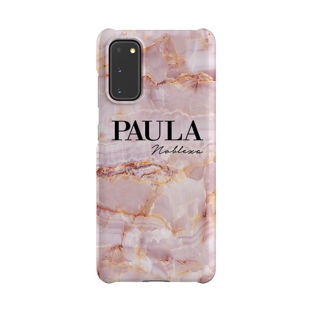Personalised Natural Pink Marble Name Samsung Galaxy S20 Case