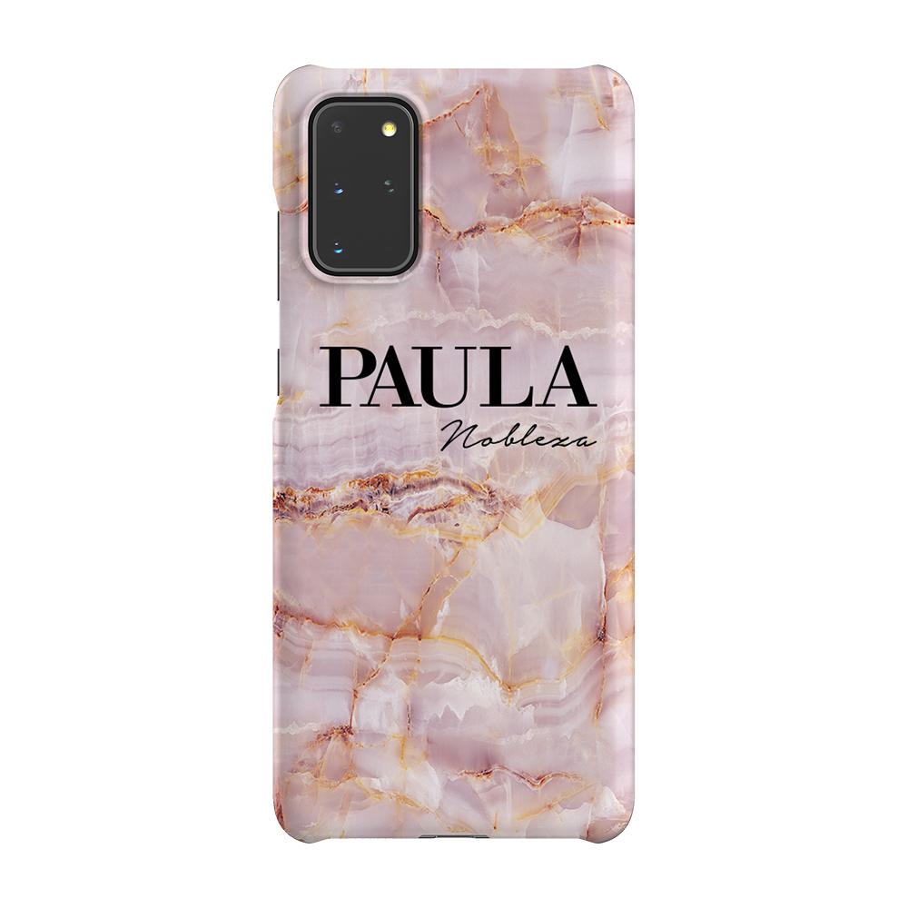 Personalised Natural Pink Marble Name Samsung Galaxy S20 Plus Case