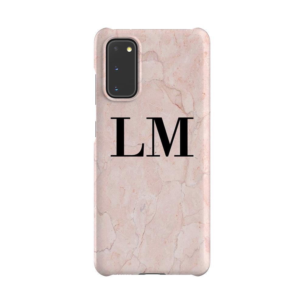 Personalised Pink Marble Initials Samsung Galaxy S20 Case