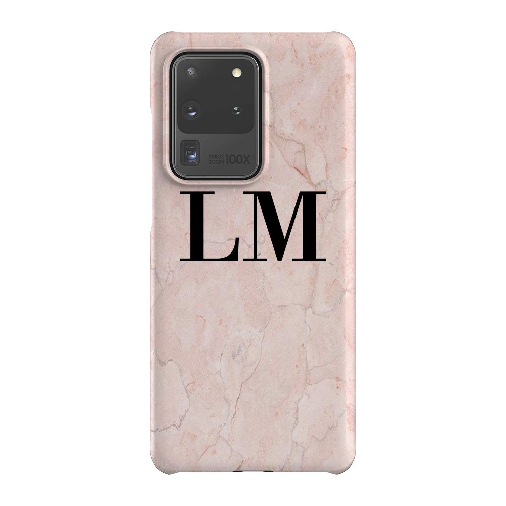 Personalised Pink Marble Initials Samsung Galaxy S20 Ultra Case