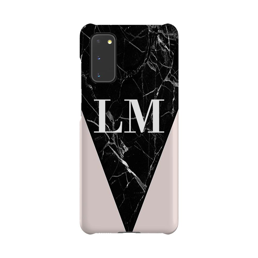 Personalised Pink x Black Marble Contrast Samsung Galaxy S20 Case