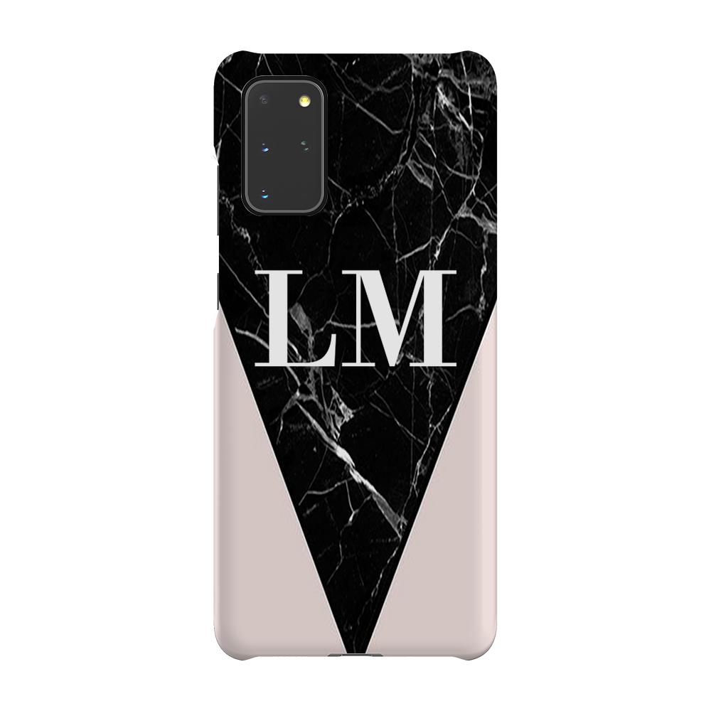 Personalised Pink x Black Marble Contrast Samsung Galaxy S20 Plus Case