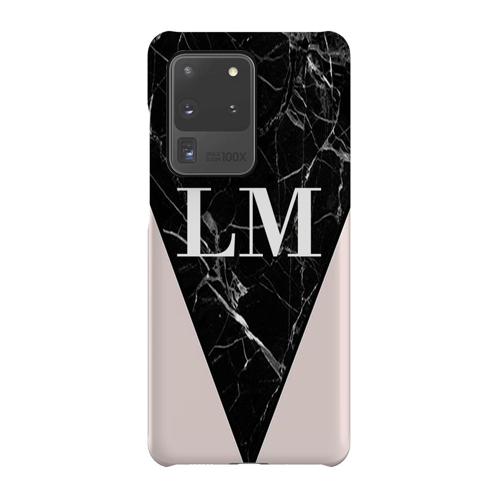 Personalised Pink x Black Marble Contrast Samsung Galaxy S20 Ultra Case