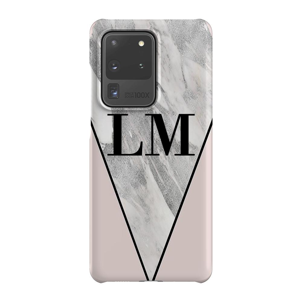 Personalised Pink x Castello Marble Contrast Samsung Galaxy S20 Ultra Case