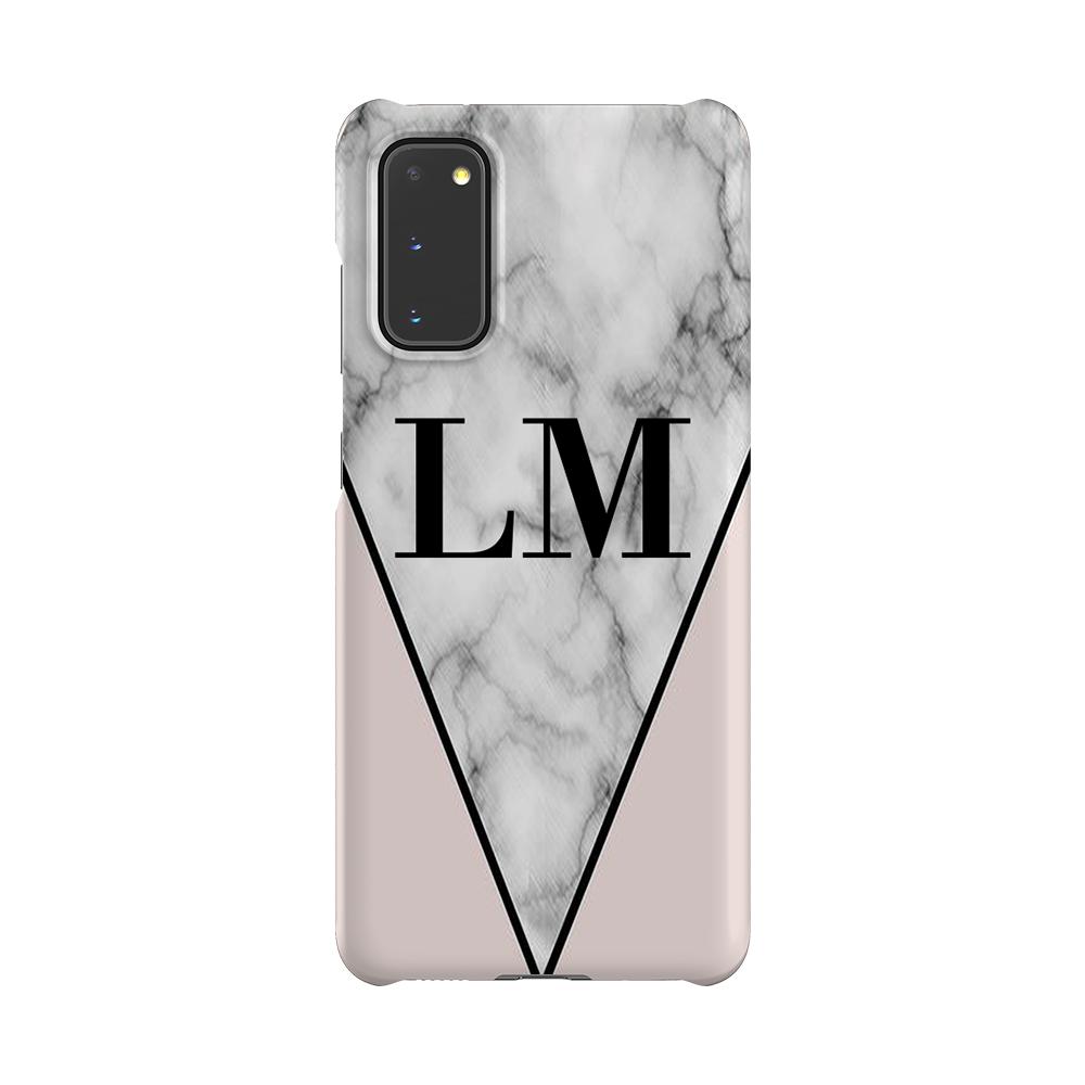Personalised Pink x Grey Marble Initials Samsung Galaxy S20 Case