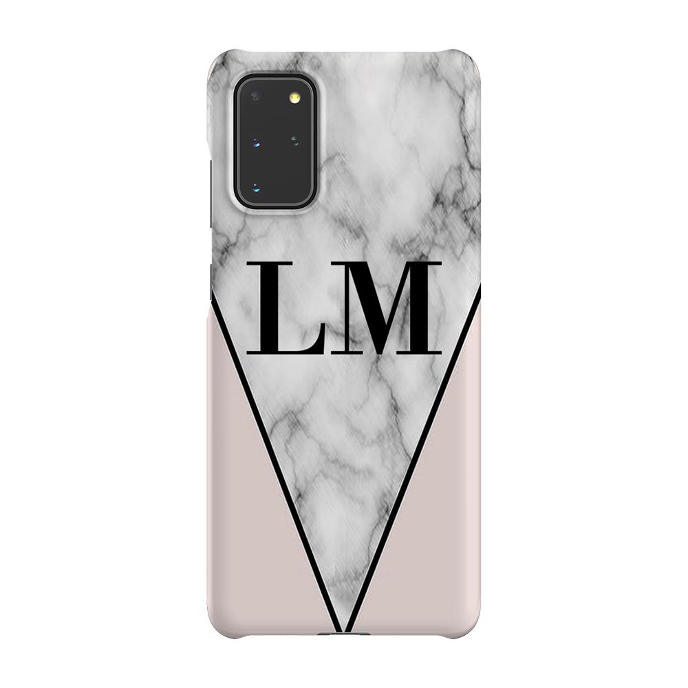 Personalised Pink x Grey Marble Initials Samsung Galaxy S20 Plus Case