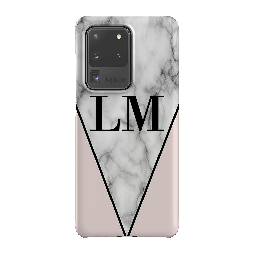 Personalised Pink x Grey Marble Initials Samsung Galaxy S20 Ultra Case