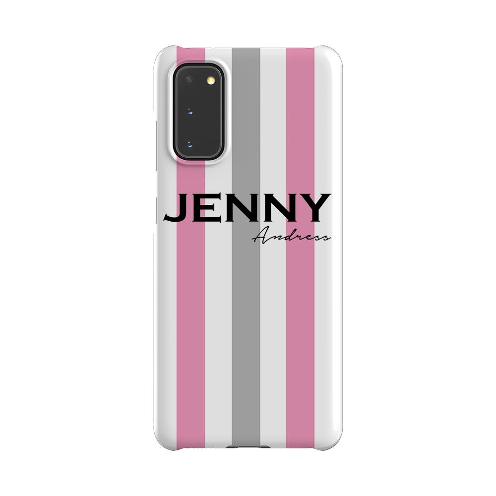 Personalised Pink x Grey Stripe Samsung Galaxy S20 Case