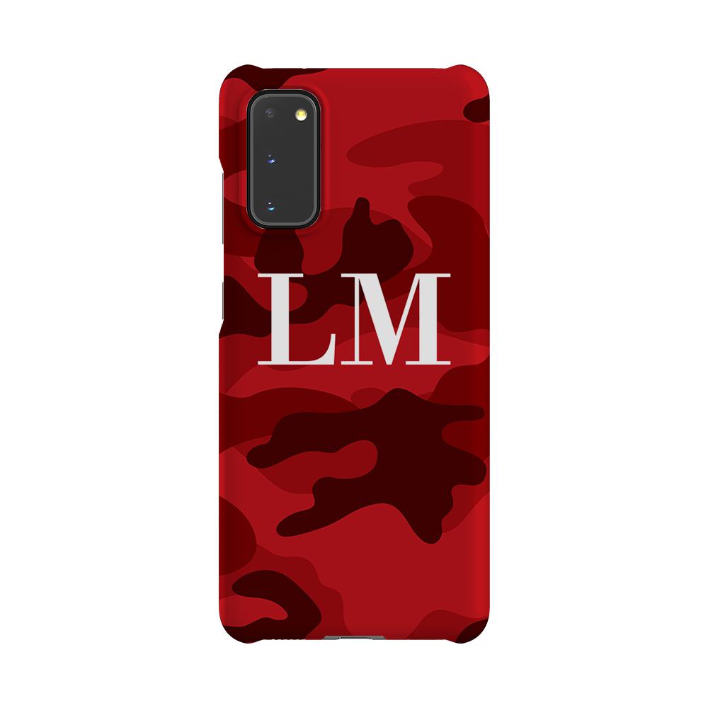 Personalised Red Camouflage Initials Samsung Galaxy S20 Case