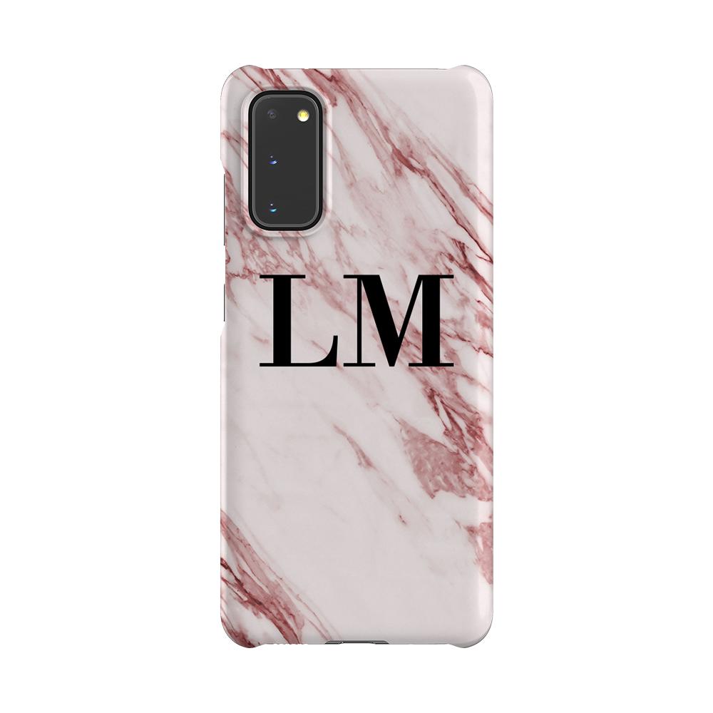 Personalised Rosa Marble Initials Samsung Galaxy S20 Case