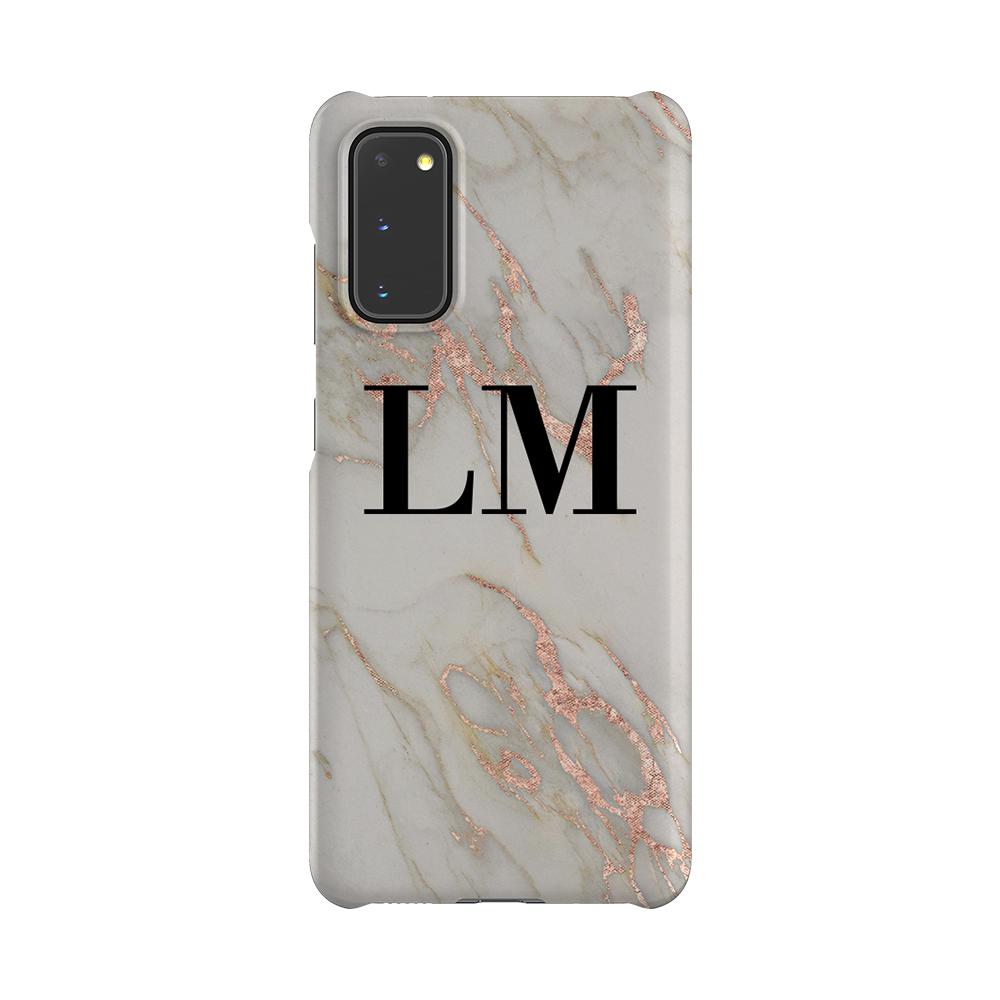 Personalised Rose Gold Marble Initials Samsung Galaxy S20 Case