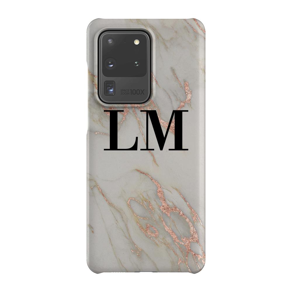 Personalised Rose Gold Marble Initials Samsung Galaxy S20 Ultra Case