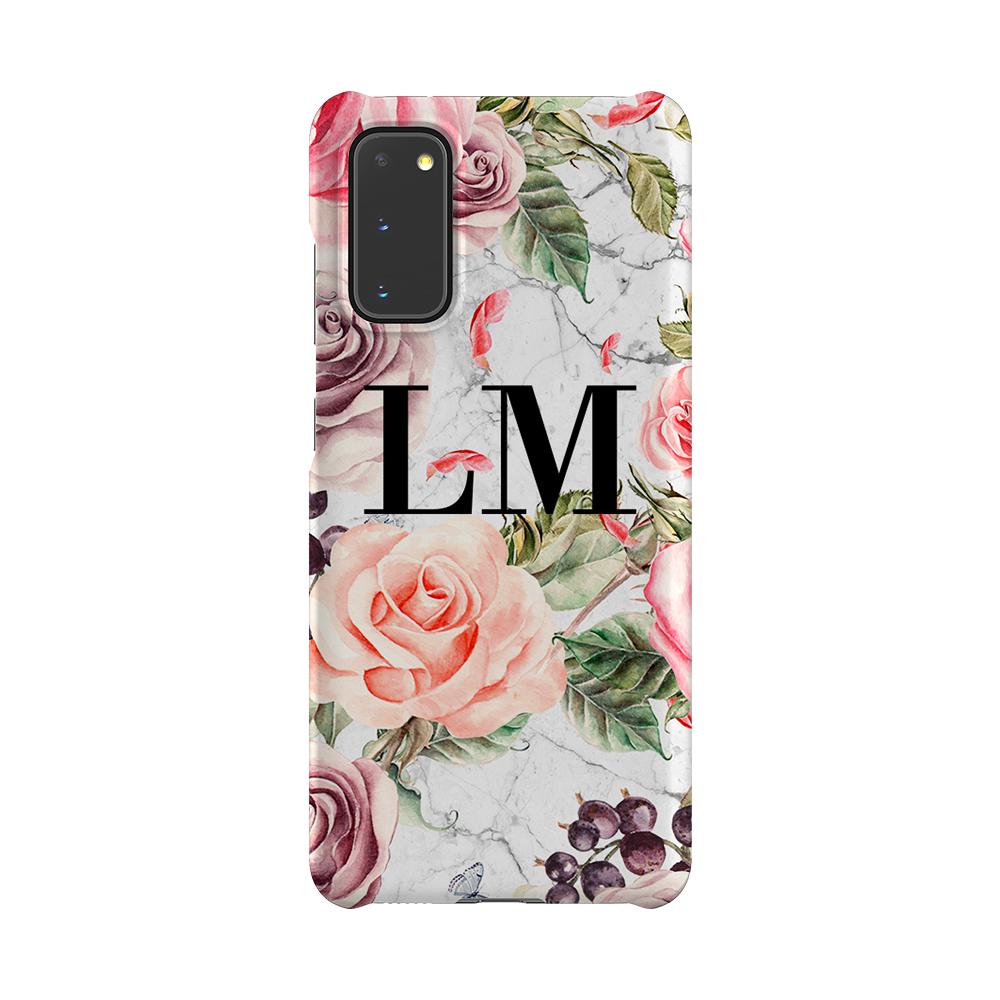 Personalised Watercolor Floral Initials Samsung Galaxy S20 Case