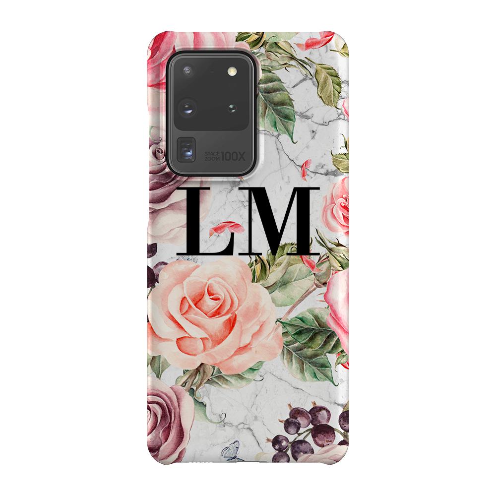 Personalised Watercolor Floral Initials Samsung Galaxy S20 Ultra Case