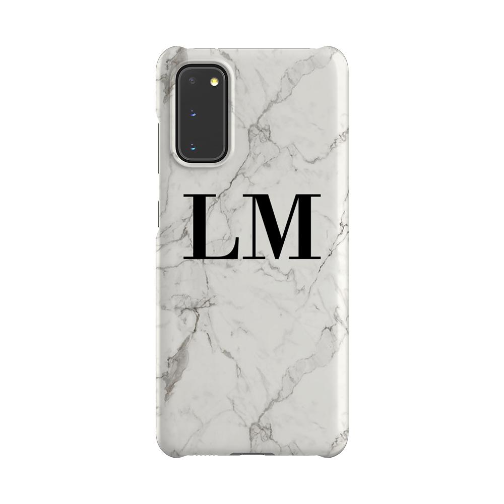 Personalised White Calacatta Marble Initials Samsung Galaxy S20 Case