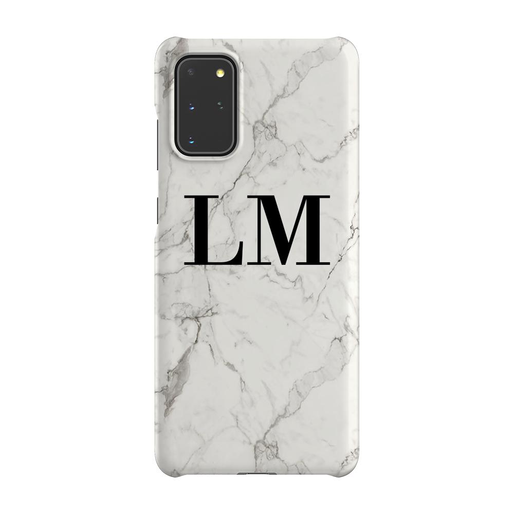 Personalised White Calacatta Marble Initials Samsung Galaxy S20 Plus Case