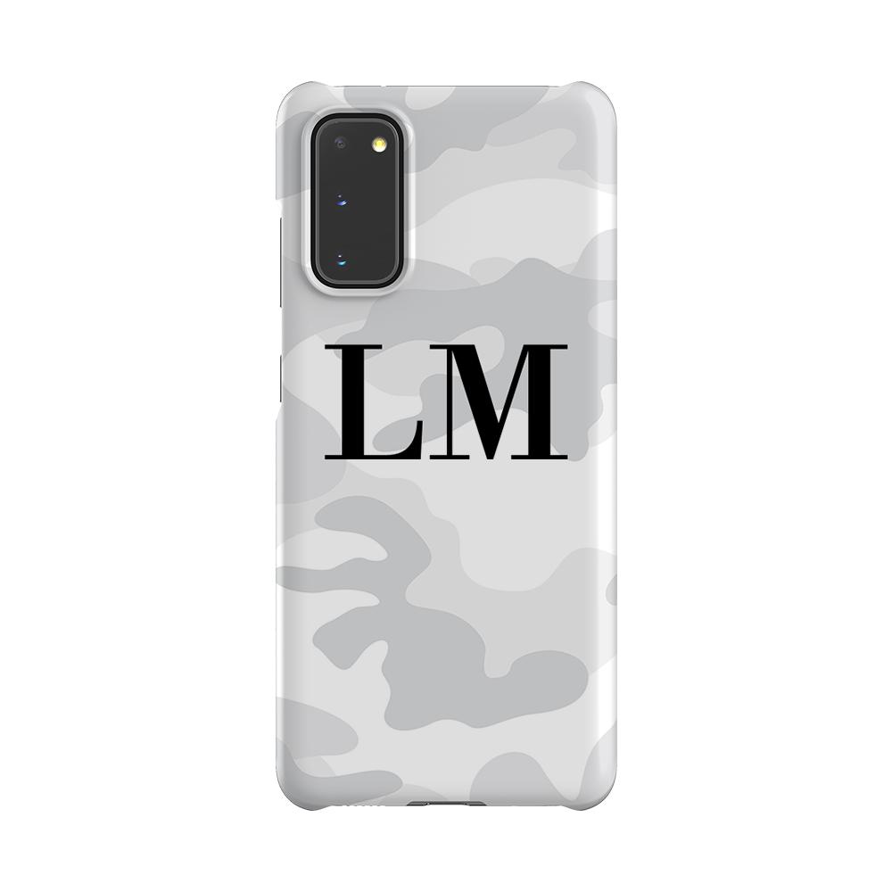 Personalised White Camouflage Initials Samsung Galaxy S20 Case