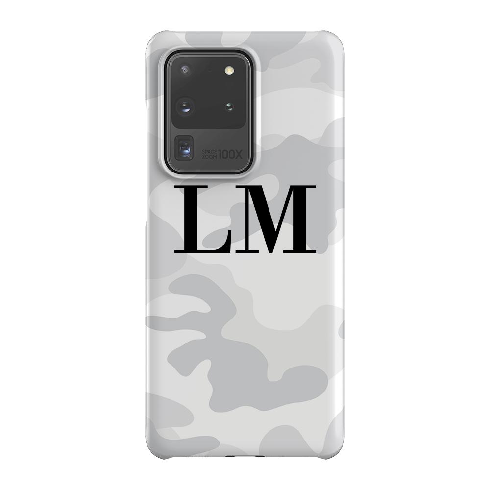 Personalised White Camouflage Initials Samsung Galaxy S20 Ultra Case