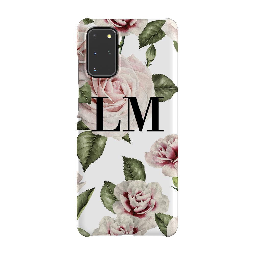 Personalised White Floral Rose Initials Samsung Galaxy S20 Plus Case