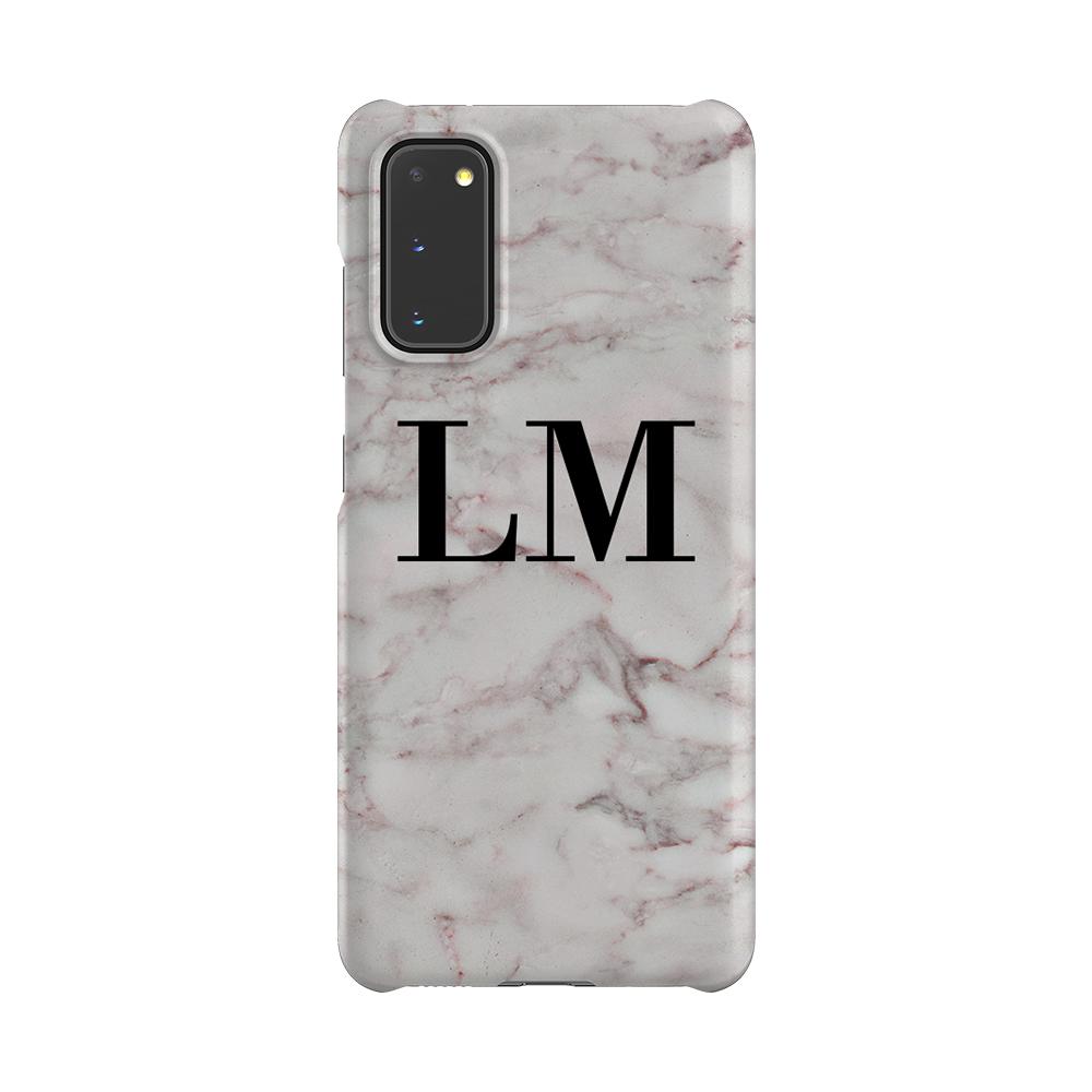Personalised White Napoli Marble Initials Samsung Galaxy S20 Case