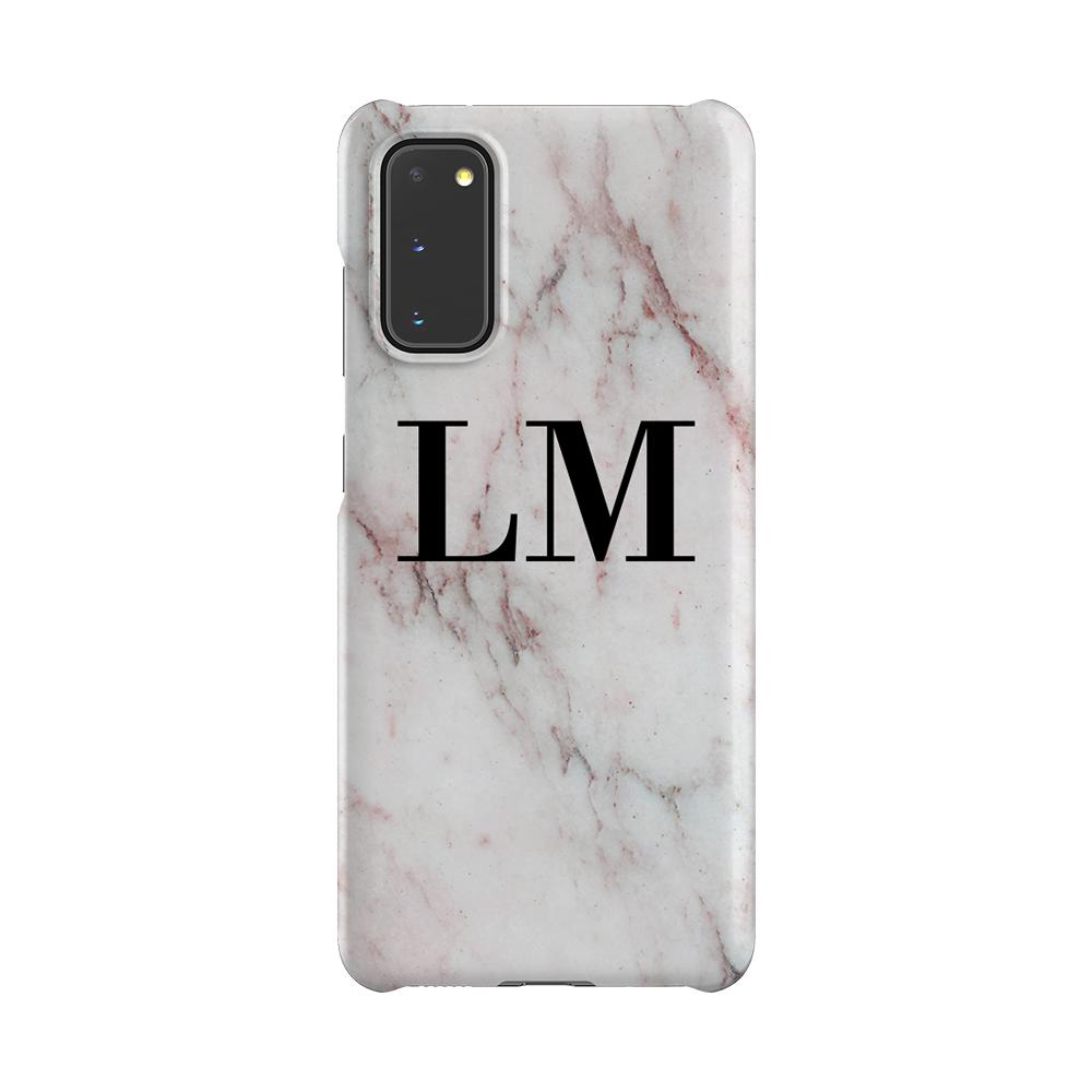 Personalised White Rosa Marble Initials Samsung Galaxy S20 Case