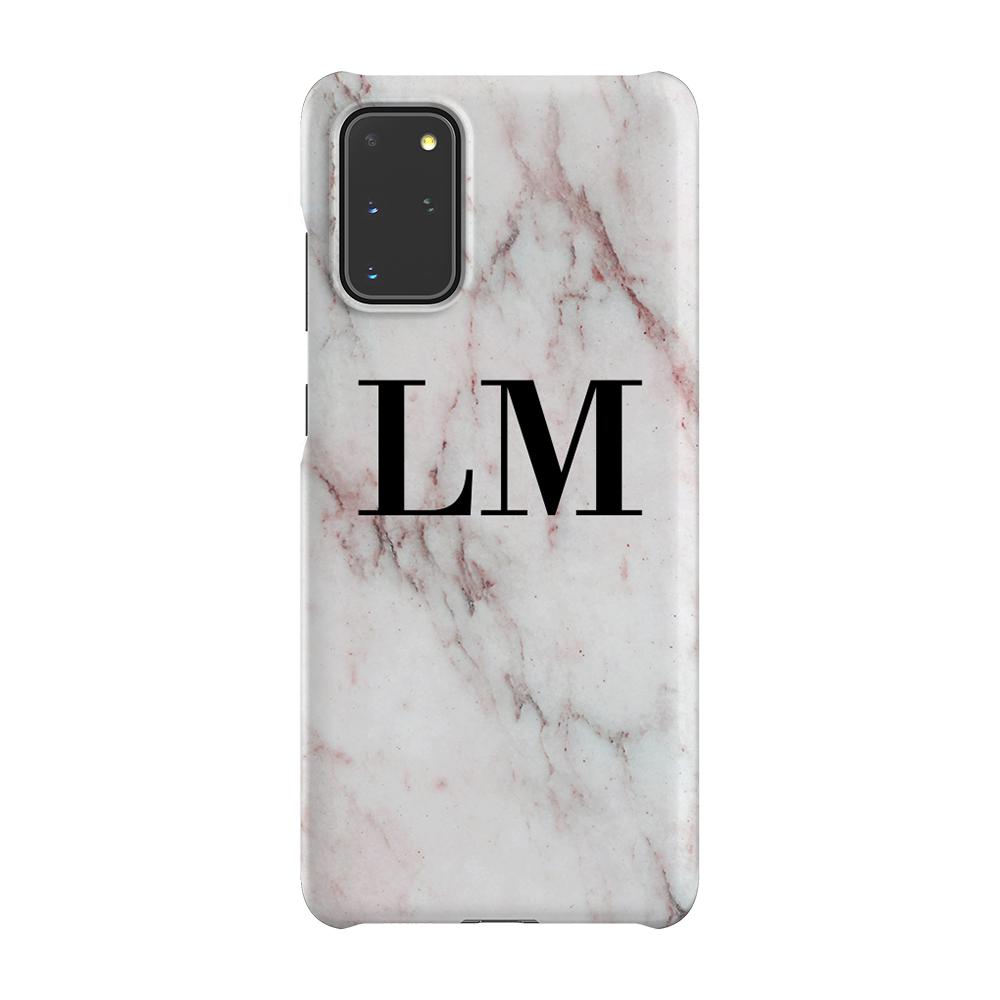 Personalised White Rosa Marble Initials Samsung Galaxy S20 Plus Case