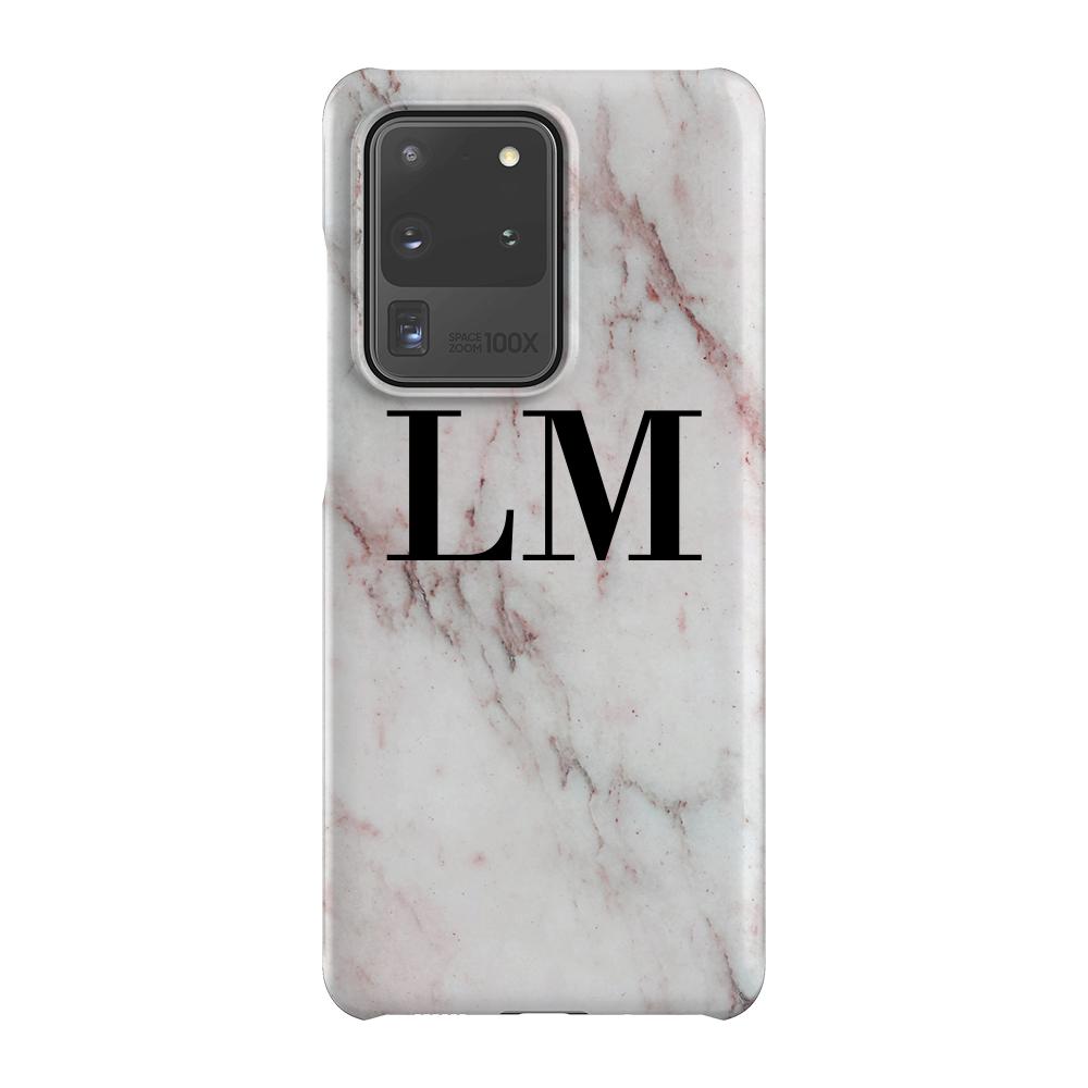 Personalised White Rosa Marble Initials Samsung Galaxy S20 Ultra Case