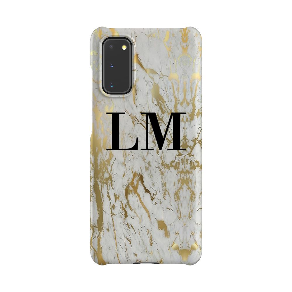 Personalised White x Gold Marble Initials Samsung Galaxy S20 Case