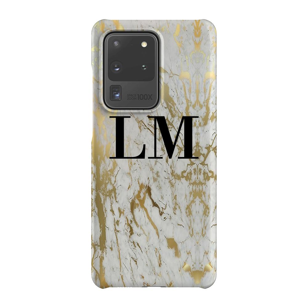 Personalised White x Gold Marble Initials Samsung Galaxy S20 Ultra Case