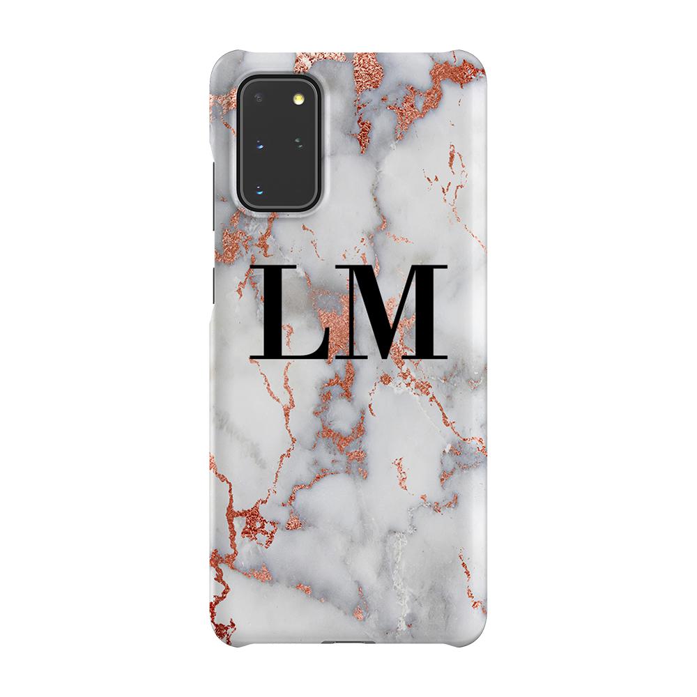 Personalised White x Rose Gold Marble Initials Samsung Galaxy S20 Plus Case