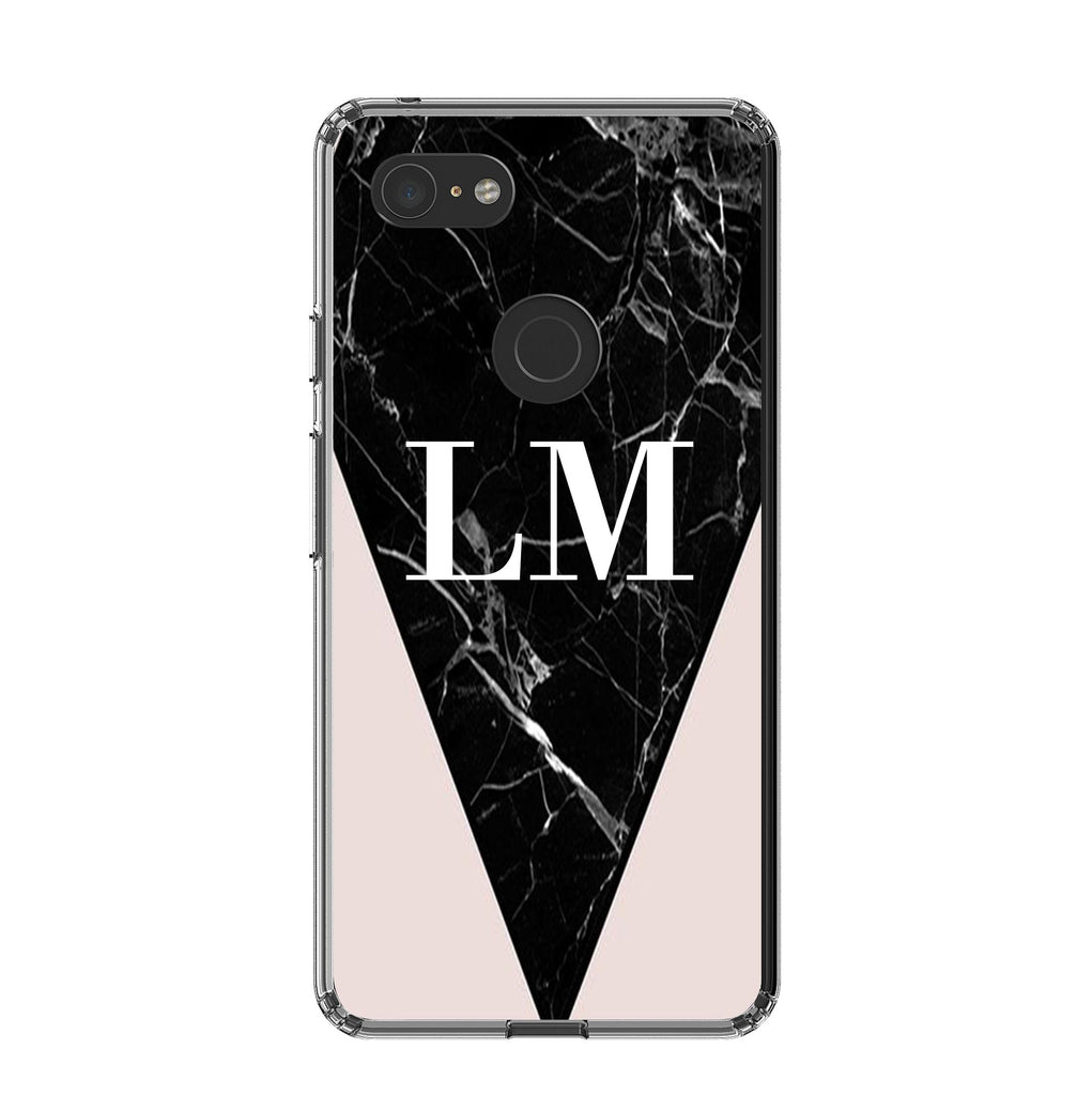 Personalised Pink x Black Marble Contrast Google Pixel 3 XL Case
