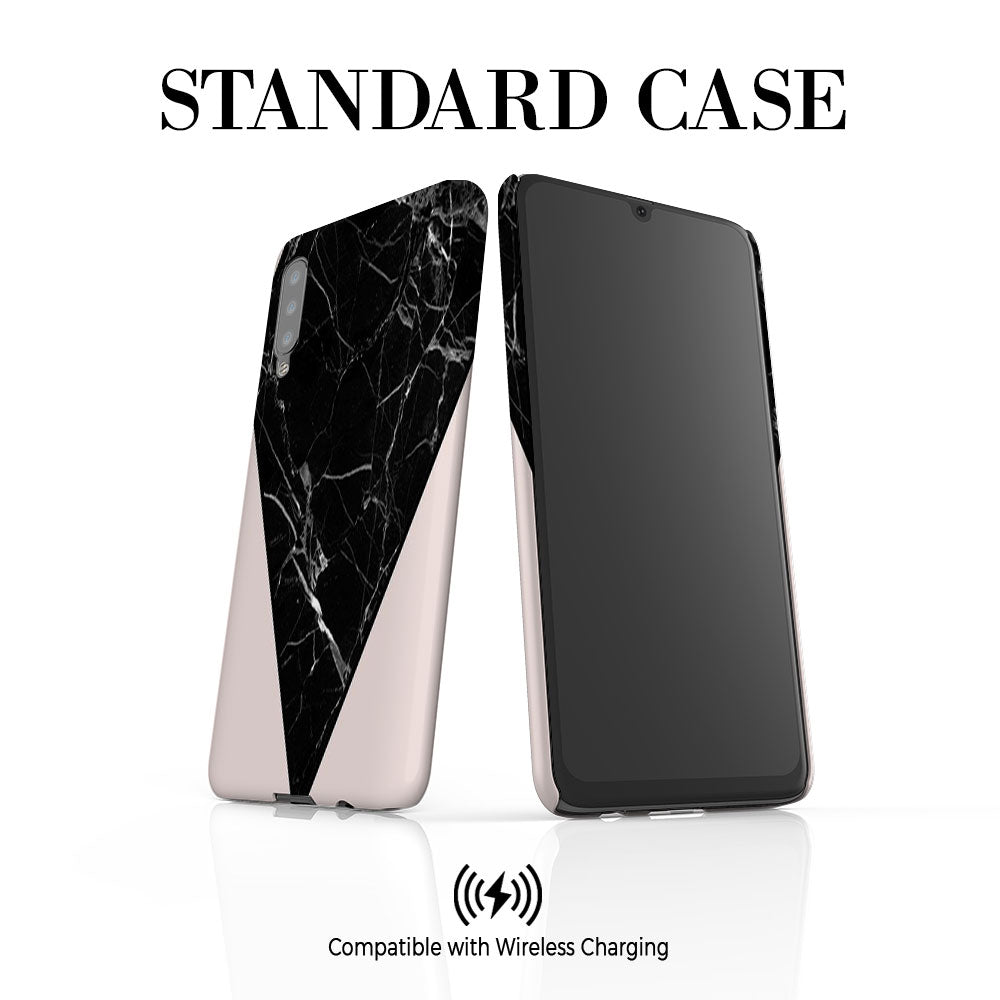 Personalised Pink x Black Marble Contrast Samsung Galaxy A50 Case