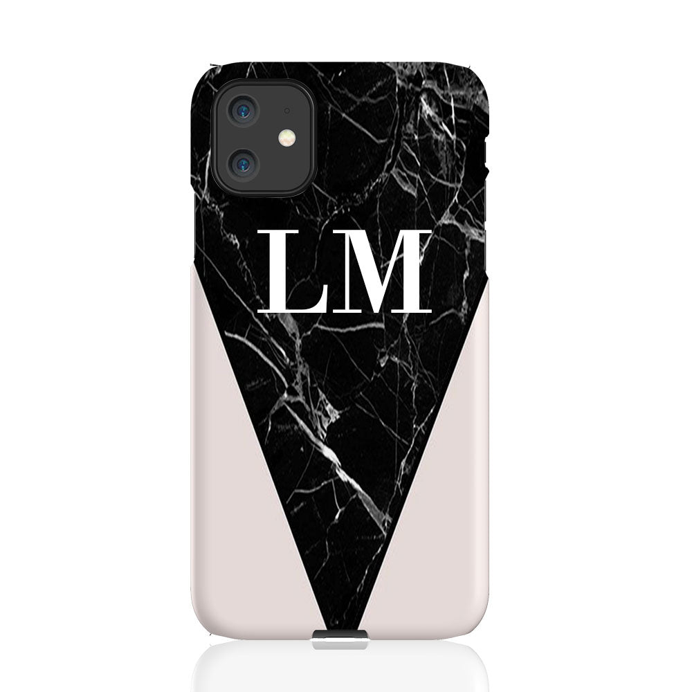 Personalised Pink x Black Marble Contrast iPhone 11 Case