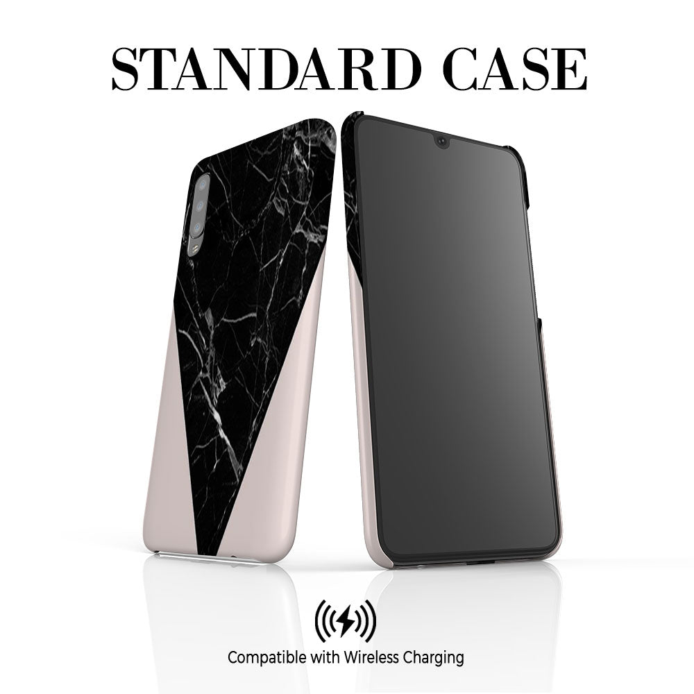 Personalised Pink x Black Marble Contrast Samsung Galaxy A70 Case