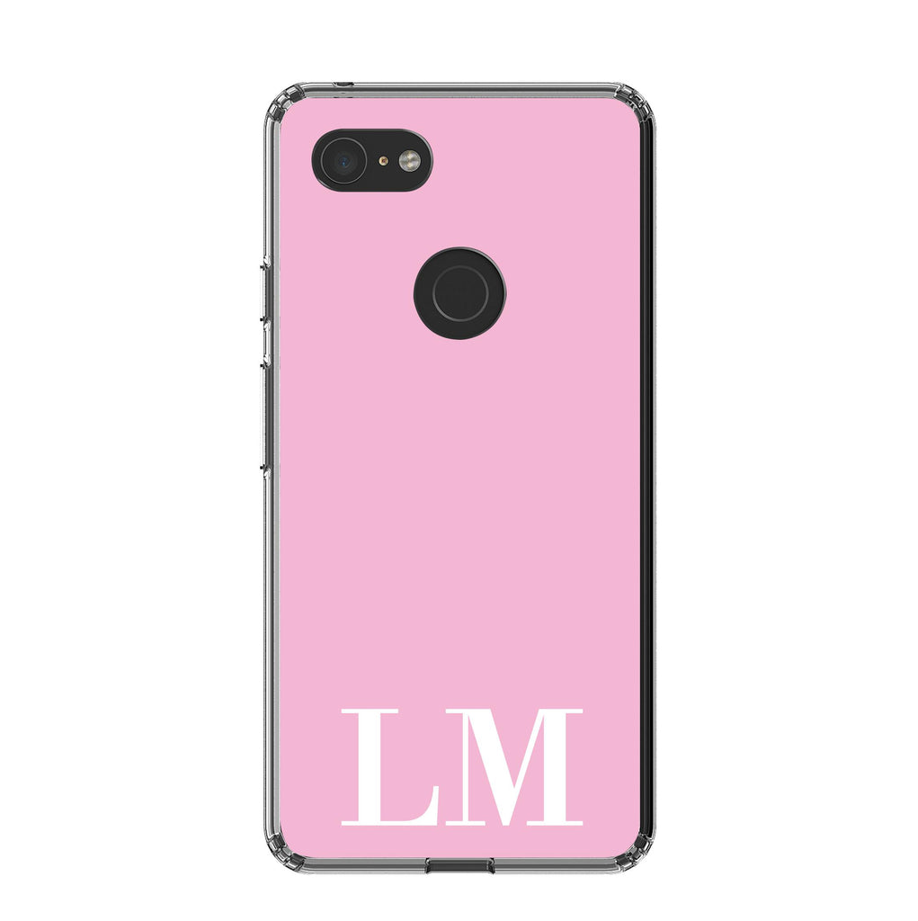 Personalised Pink x White Initials Google Pixel 3 XL Case