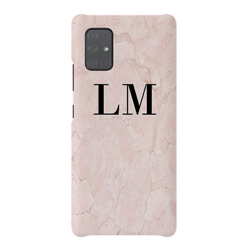Personalised Pink Marble Initials Samsung Galaxy A71 Case