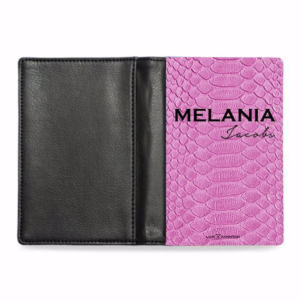 Personalised Pink Snake Skin Name Passport Cover