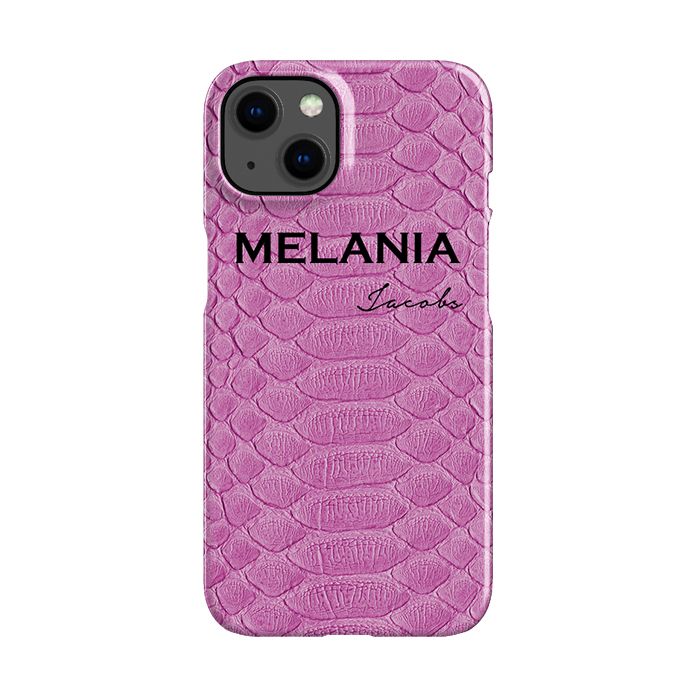 Personalised Pink Snake Skin Name iPhone 14 Case