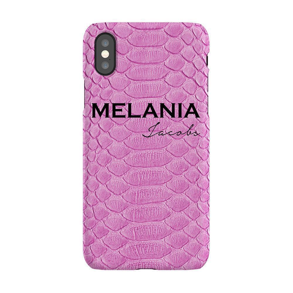 Personalised Pink Snake Skin Name iPhone X Case