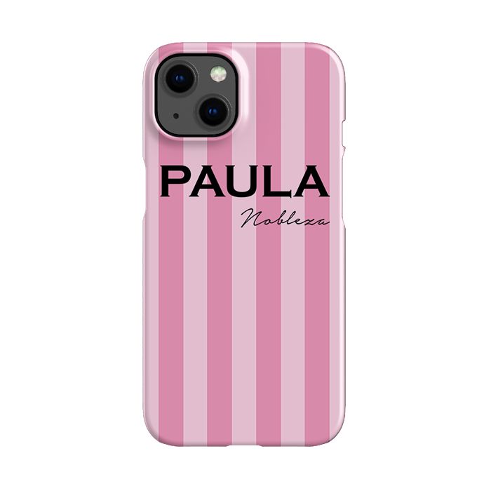 Personalised Pink Stripe iPhone 14 Plus Case