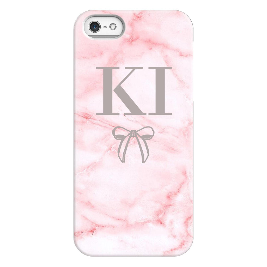 Personalised Cotton Candy Bow Marble Initials iPhone 5/5s/SE (2016) Case